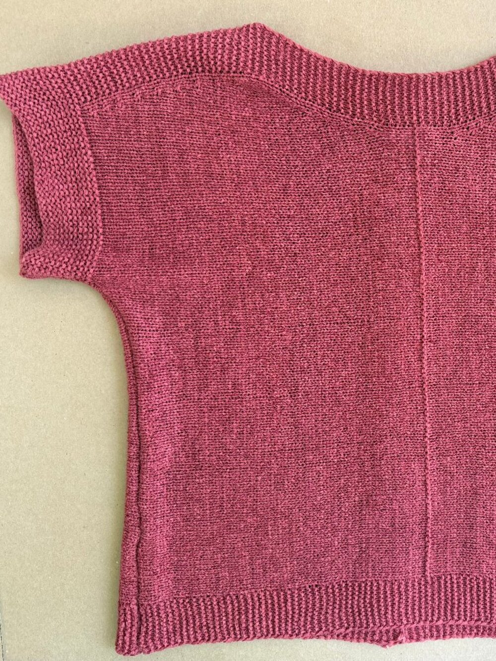Melissa Paige Coral Tan Open Knit Short Sleeve Top Button Back Sweater PL
